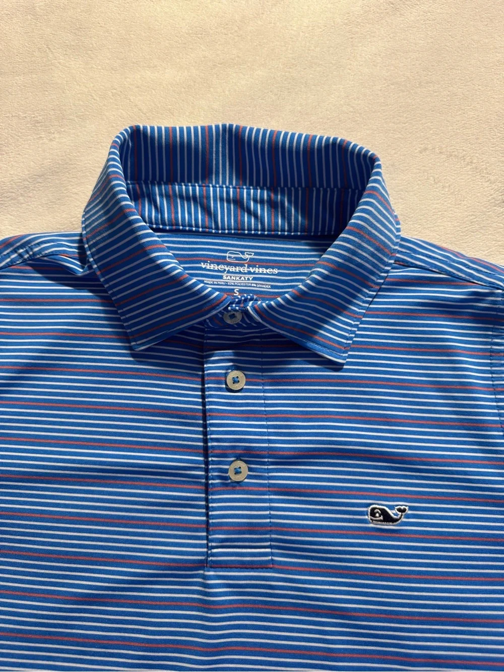 Vineyard Vines Blue Striped Button-Down Polo for Kids, size 8-10